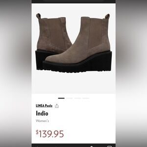 Linea Paulo Indio Suede Leather Platform Chelsea Boot Color Fatigue Size 8